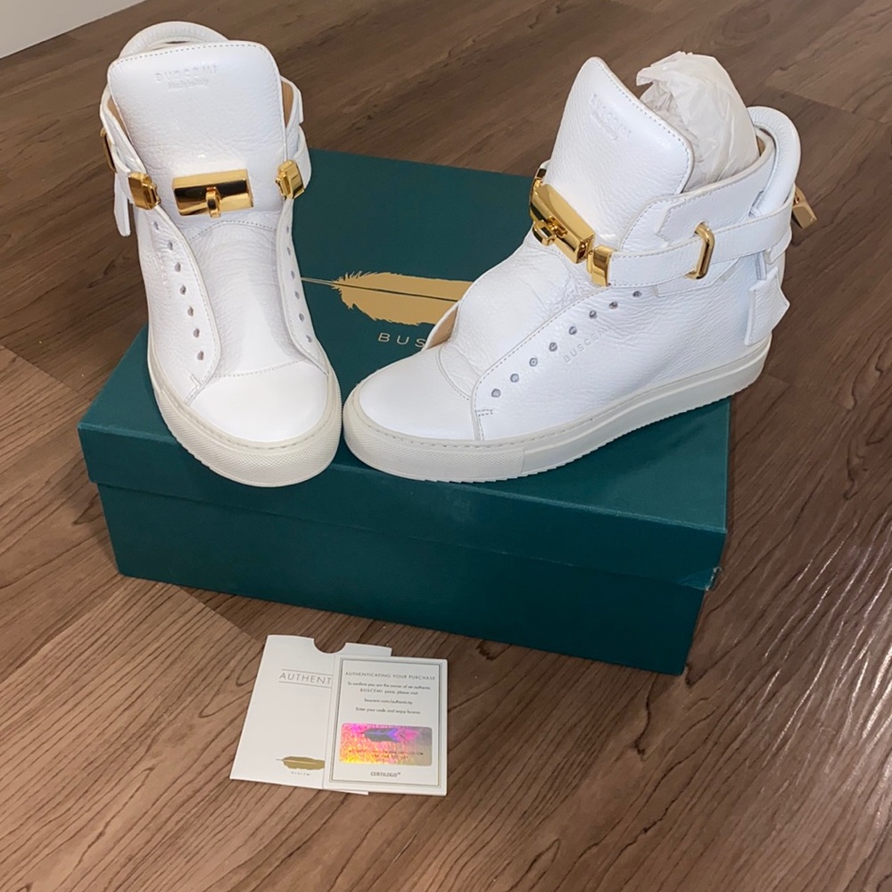 White authentic women’s buscemi high top sneaker